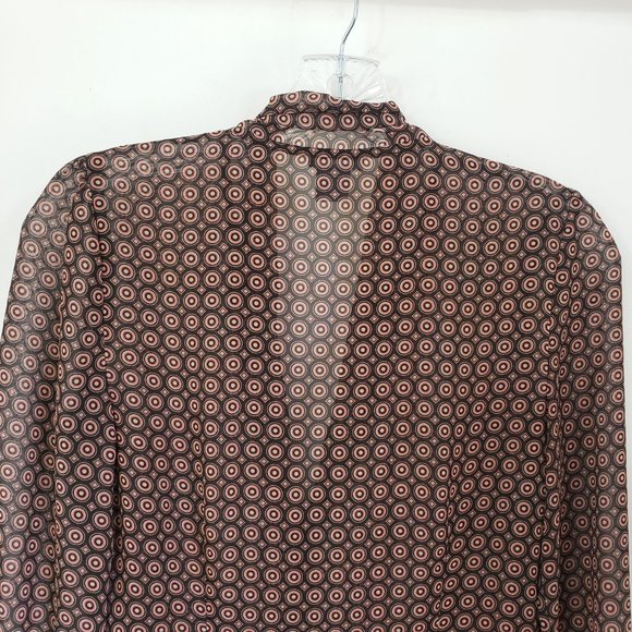 Ann Taylor Women's Copper Semi Sheer Button Down Tie Neck 0P Shirt Top Blouse - Picture 8 of 12